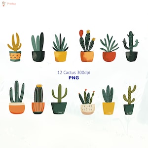 12 clipart abstrait désert de cactus, clipart mexicain, cactus du désert, cactus Png, graphiques du désert, cactus géant, Western, clipart Far West