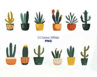 12 Cactus abstract Desert Clipart, Mexican Clipart, Desert Cactus, Cactus Png, Desert Graphics, Giant Cactus, Western, Wild West Clipart