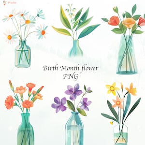 Mese di nascita Fiore png, PNG fiore di nascita personale, clipart fiore di nascita personale, clipart acquerello stampabile, download digitale, creazione di carta