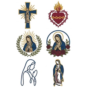 Virgin Guadalupe Mini Icons Embroidery Set, Our Lady Guadalupe Virgin Mary Machine Embroidery Bundle, Digital Download DST PES