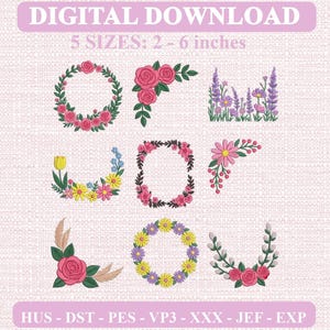 Wildflower Field Embroidery Design Bundle, Pastel Wildflowers Icons Summer Floral Nature Machine Embroidery Files, Digital Download PES DST