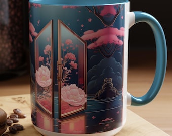 Floral BTS ARMY Logo Ceramic Mug, Kpop Fan Gift