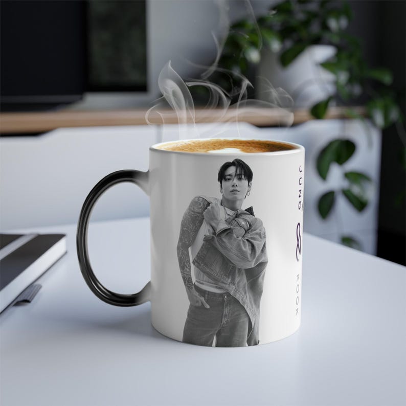 Jungkook Color Changing Mug, Motorcycle, Kpop Heat Sensitive 11 oz. Coffee Cup image 4
