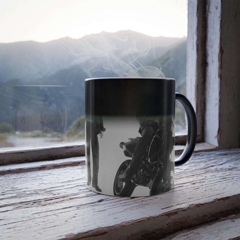 Jungkook Color Changing Mug, Motorcycle, Kpop Heat Sensitive 11 oz. Coffee Cup image 3