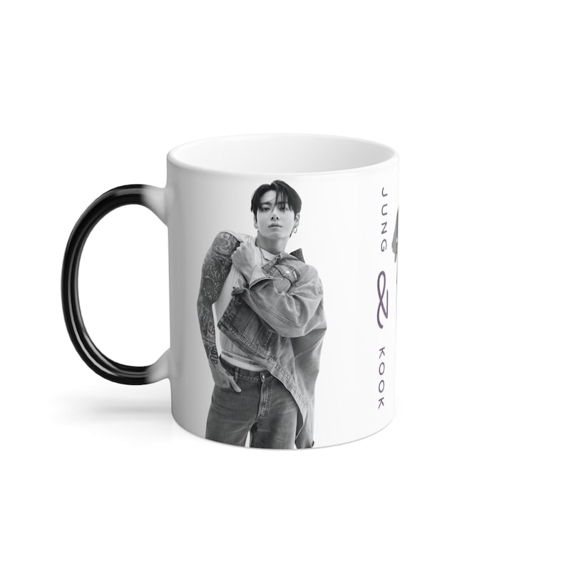 Jungkook Color Changing Mug, Motorcycle, Kpop Heat Sensitive 11 oz. Coffee Cup image 1