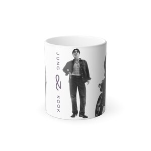 Jungkook Color Changing Mug, Motorcycle, Kpop Heat Sensitive 11 oz. Coffee Cup image 5