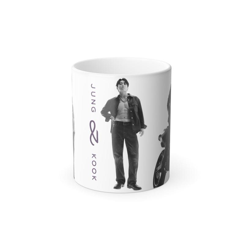 Jungkook Color Changing Mug, Motorcycle, Kpop Heat Sensitive 11 oz. Coffee Cup image 5