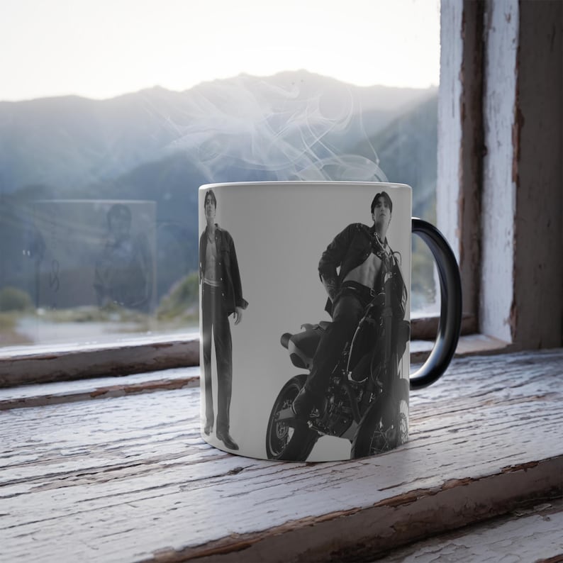 Jungkook Color Changing Mug, Motorcycle, Kpop Heat Sensitive 11 oz. Coffee Cup image 8