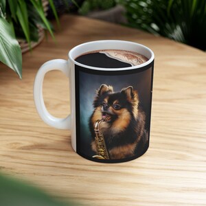 Yeontan Saxophone Tribute Mug BTS Bangtan ARMY V Taehyung Bias Gift Kpop Fan Friend Mom Girlfriend Cute Birthday Coffee Cup. 11/15 oz