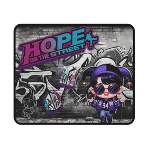 Gaming Mouse Pad, jhope inspired, Non-Slip Desk Mat, BTS Mousepad, Hope on the Street, Custom Desk Accessories