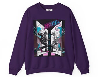 Jhope BTS Hope on the Street Sweatshirt, Pink Purple White Black Crewneck, Sizes S-5XL, Kpop Merch, Streetwear, Hobi Fan Gift, 50/50 Blend