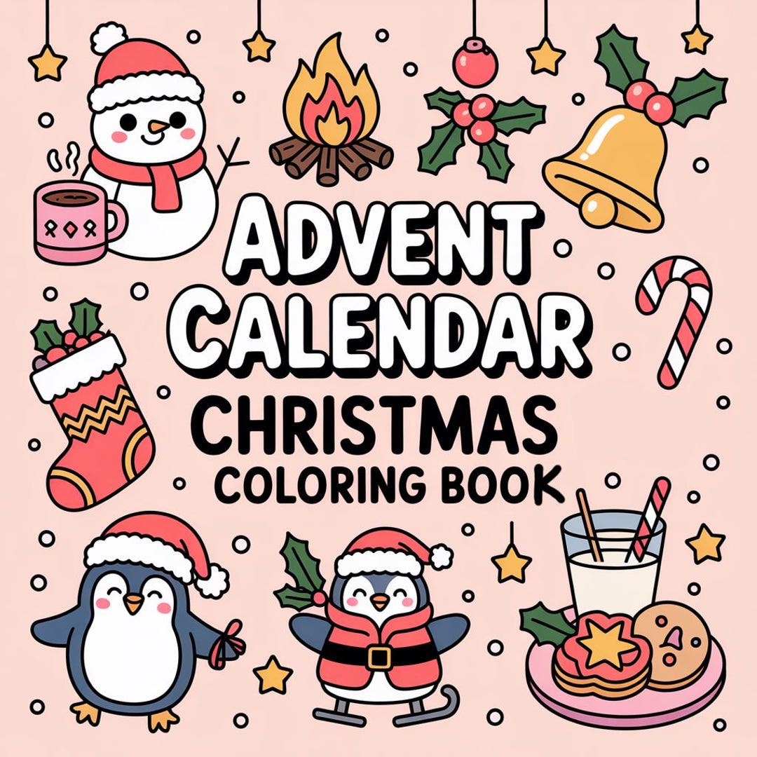 Advent Calendar Christmas Coloring Book Vol 2: 60 Bold and Easy Designs ...