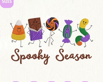 Arquivo de bordado à máquina com desenhos de doces de Halloween para a temporada assustadora (download instantâneo)