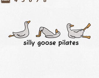 Silly Goose Pilates Poses Machine Embroidery File, Reformer Pilates Girly (Instant Download)