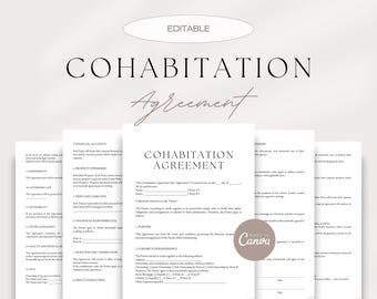 Editable Cohabitation Agreement Template: Joint Household Living (Canva Template)
