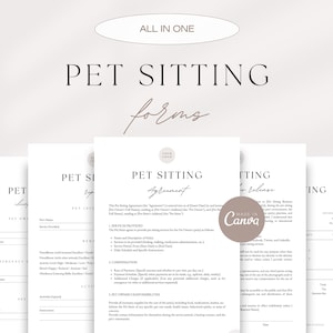 Pet Sitter Contract Bundle, Pet Sitter Agreement Template, Pet Sitting Forms, Dog Report Card, Contract, Photo Release, Client Intake Form