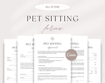 Pet Sitter Contract Bundle, Pet Sitter Agreement Template, Pet Sitting Forms, Dog Report Card, Contract, Photo Release, Client Intake Form