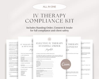 IV Therapy Forms Bundle, Elective IV Therapy Standing Order, Consent, Client Intake & Health History Form, Photo Video Release, And More