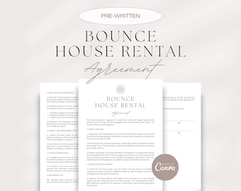 Bounce House Rental Agreement, Bouncy Castle Rental Agreement, Rental Contract Template, Soft Play Equipment Rental Agreement Template
