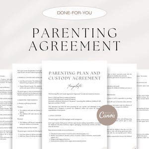 Editable Parenting Agreement, Child Custody and Visitation Agreement, Shared Parenting Agreement, Custody and Parenting Time Plan, Canva Doc