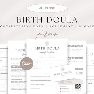Birth Doula Forms Bundle, Doula Contract, Doula Consultation Form, Editable Doula Client Forms, Doula Invoice, Doula Business Card Template