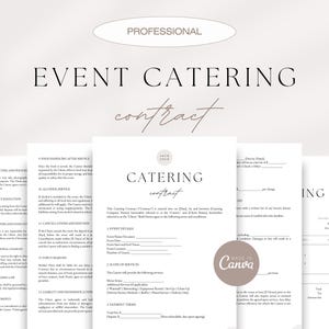 Professional Catering Contract, Event Catering Services Agreement, Catering Service Terms, Catering Contract Template, Editable In Canva