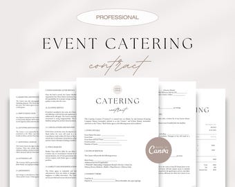 Professional Catering Contract, Event Catering Services Agreement, Catering Service Terms, Catering Contract Template, Editable In Canva
