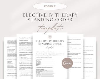 Professional IV Therapy Standing Order Template, IV Hydration & Vitamin Infusion Medical Authorization, Clinic And Mobile IV Compliance Form
