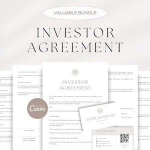 Investor Agreement Template: Pre-written Equity Investment (Editable in Canva)