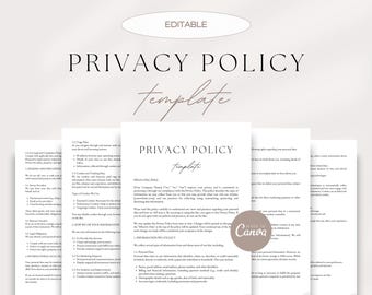 General Website Privacy Policy, Editable Online Privacy Policy, Data Privacy Notice, User Privacy Policy, Website Legal Canva Templates