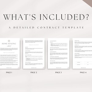 K&ouml;nnte beinhalten: Eine vierseitige Vertragsvorlage f&uuml;r Home-Staging-Dienstleistungen. Die Vorlage enth&auml;lt Abschnitte f&uuml;r die zu erbringenden Leistungen, den Umfang der Beauftragung, die Vertragsbedingungen und einen Abschnitt f&uuml;r die Unterschrift.