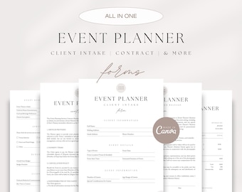 Event Planner Forms Bundle, Event Planner Client Forms, Event Planning Contract, Client Intake Form, Photo & Video Release Form, Invoice