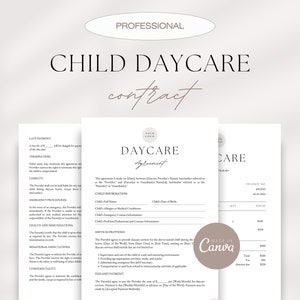 Child Daycare Agreement Template, Editable Daycare Contract, Daycare Services Agreement, Child Daycare Invoice Template, Daycare Paperwork