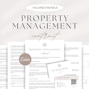 Property Management Contract, Property Management Agreement, Invoice Template, Business Card Template, Editable Rental Management Contract