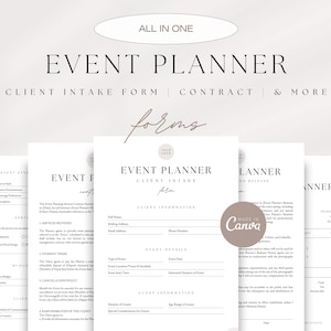 Event Planner Forms Bundle, Event Planner Client Forms, Event Planning Contract, Client Intake Form, Photo & Video Release Form, Invoice
