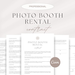 Professional Photo Booth Rental Contract, Photo Booth Lease Agreement, Photo Booth Rental Terms, Photo Booth Template, Editable in Canva