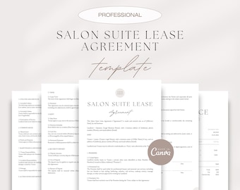Professional Salon Suite Lease Agreement Template, Independent Beauty Professional Rental Contract, Editable Digital Download Canva Template