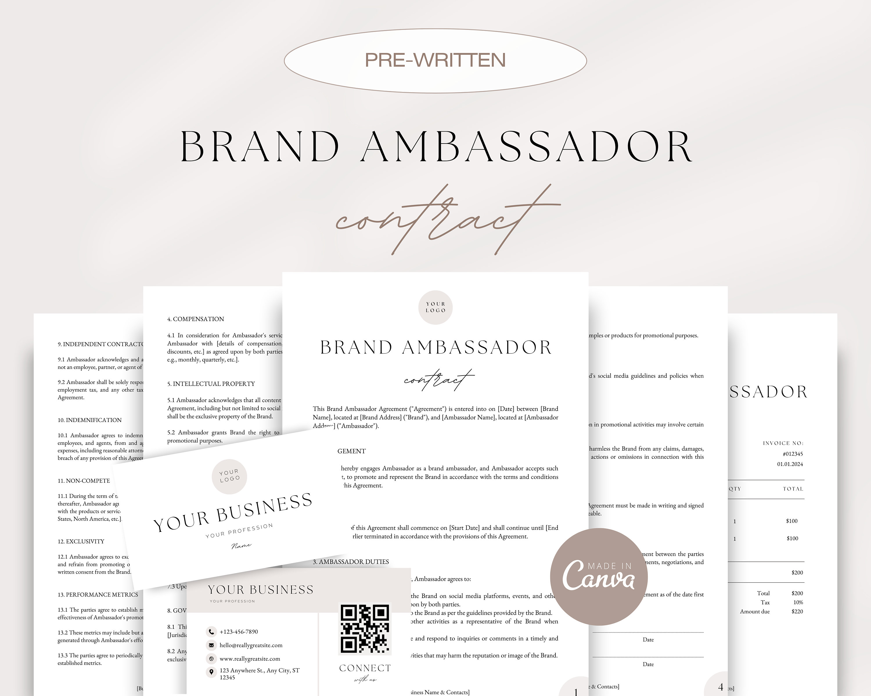Editable Brand Ambassador Contract Template: Influencer Agreement ...