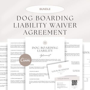 Dog Boarding Liability Waiver Agreement, Dog Boarding Agreement Template, Dog Boarding Service Agreement, Dog Boarding Canva Templates