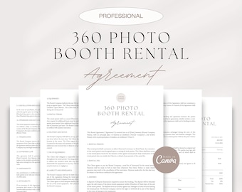 360 Photo Booth Rental Agreement, 360 Booth Contract, Photo Booth Lease Agreement, Photo Booth Rental Terms, Editable Template in Canva