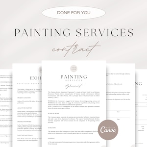 Painting Contract, Painting Services Agreement, Painter&#39;s Agreement, Residential & Commercial Painting Agreement, Canva Editable Templates