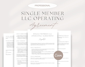 Single Member LLC Operating Agreement Template (Canva Editable)