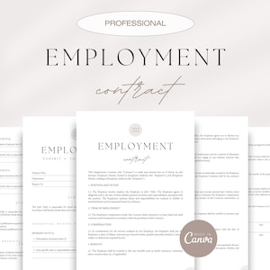 Professional Employment Contract Bundle, Employment Agreement Template, Small Business Employment Contract, Editable Employment Templates