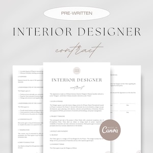 Interior Designer Client Contract, Interior Design Services Agreement, Client-Designer Agreement Template, Interior Decorating Contract