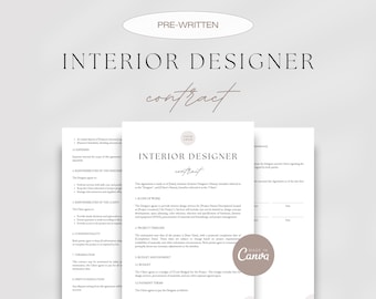 Interior Designer Client Contract, Interior Design Services Agreement, Client-Designer Agreement Template, Interior Decorating Contract