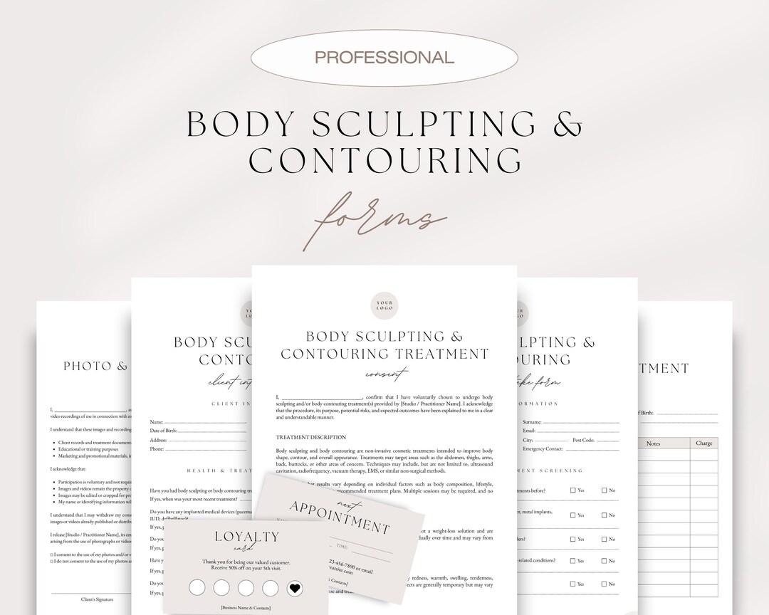Professional Body Sculpting & Body Contouring Client Forms Bundle ...