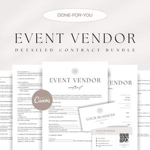 Event Vendor Contract Bundle, Vendor Agreement for Weddings and Events, Event Vendor Contract Template, Vendor Business Templates, Canva