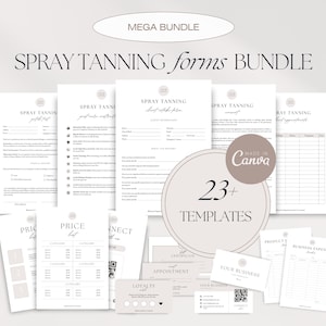 Spray Tan Forms Bundle, Spray Tanning Business Templates, Client Intake Form, Consent, Spray Tan Aftercare, Appointment Card, Patch Test