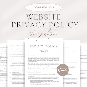 Website Privacy Policy Template, Online Privacy Policy, Data Protection Policy, Data Privacy Notice, User Privacy Policy, Canva Template