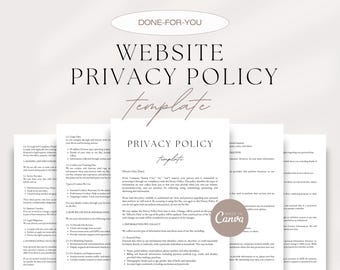 Website Privacy Policy Template, Online Privacy Policy, Data Protection Policy, Data Privacy Notice, User Privacy Policy, Canva Template